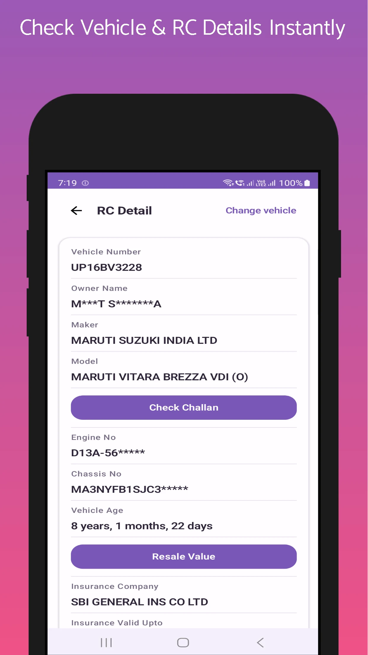 Challan Info - Vehicle Info screenshot