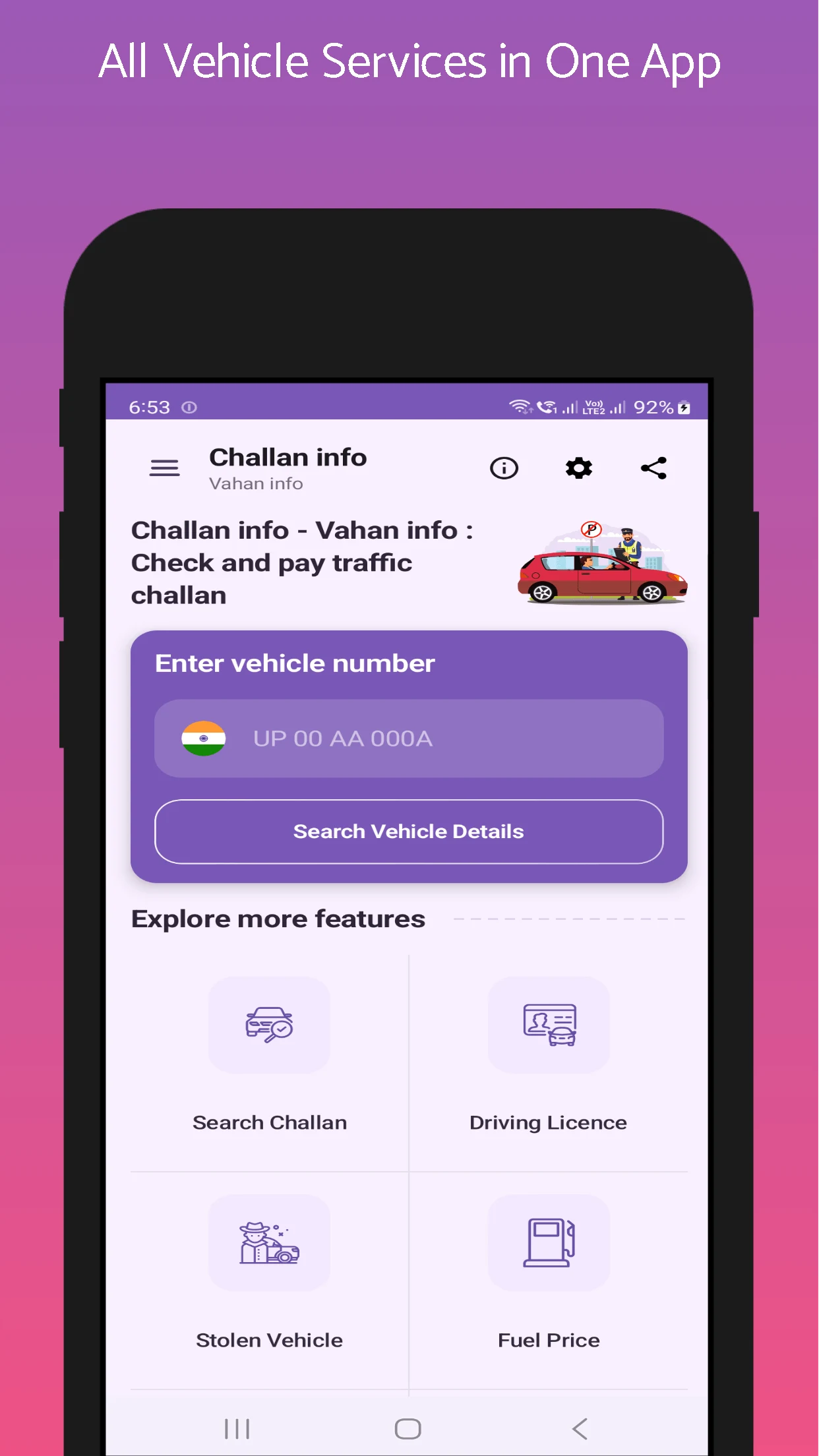 Challan Info - Vehicle Info screenshot